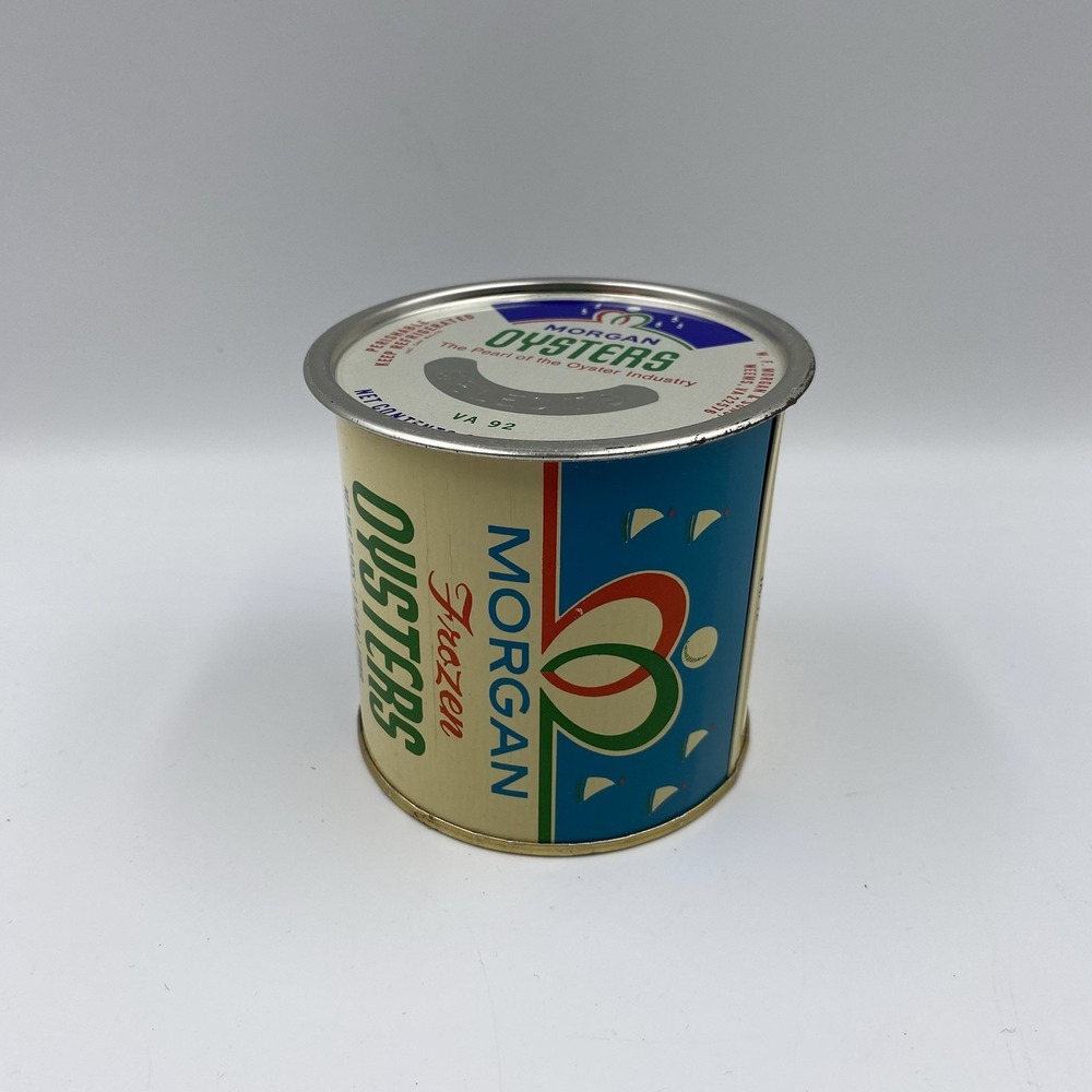 Morgan Oysters Tin/Can 12oz W F Morgan & Sons Inc. Weems,Va. 8oz Lid - Picture 4 of 8